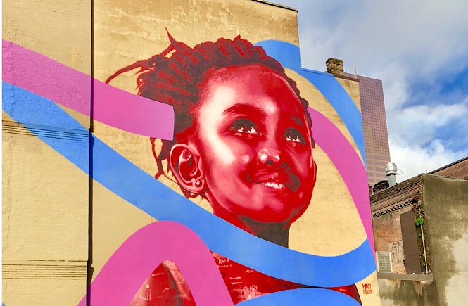 The Best Portland Wall Murals & Street Art featured by top US family travel blog, More Than Main Street.: Portland Wall Mural outside of Mother's Bistro & Bar