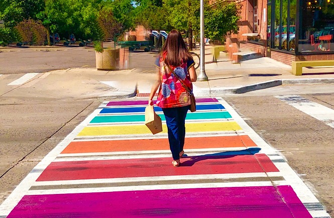 Everyday Adventure Ideas featured by top US family travel blog, More Than Main Street\: Rainbow crosswalk Denver Colorado