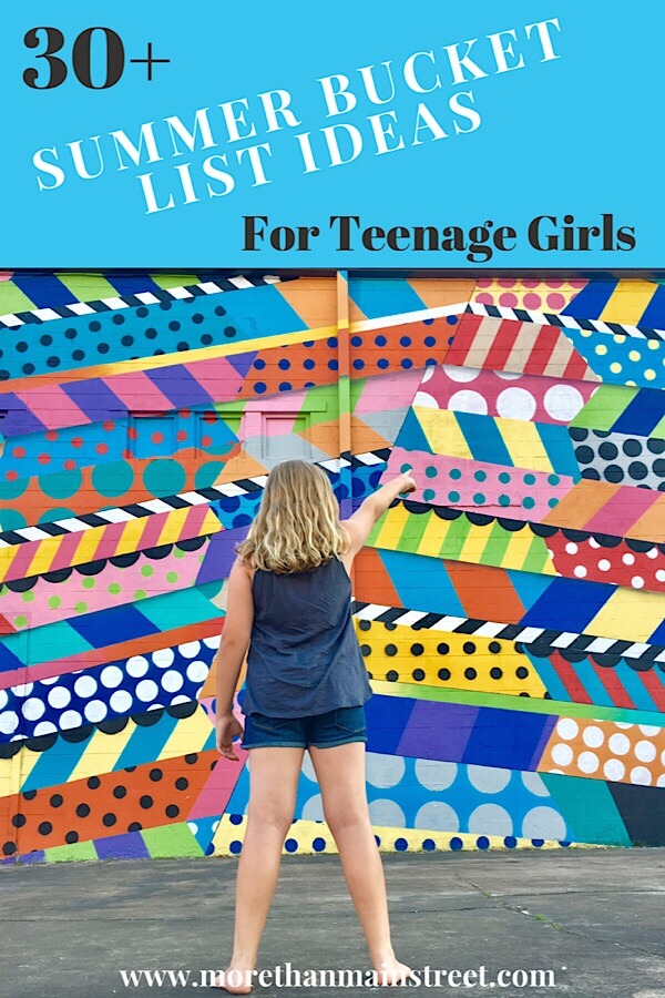 A Complete summer bucket list for teens featured by top US family travel blog, More Than Main Street: image of Colorful wall mural in Nashville Tennessee with young girl.