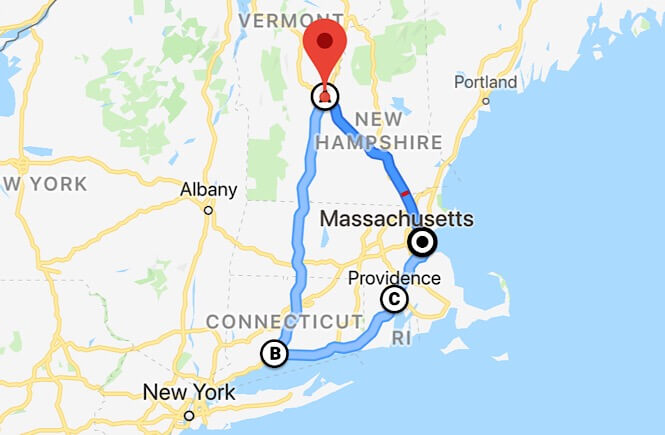 New England Road Trip map
