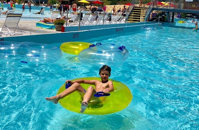 Jungle Rapids Family Fun Park review featured by top NC family travel blog, More Than Main Street: image of 
 Lazy river at Jungle Rapids in Wilmington NC.