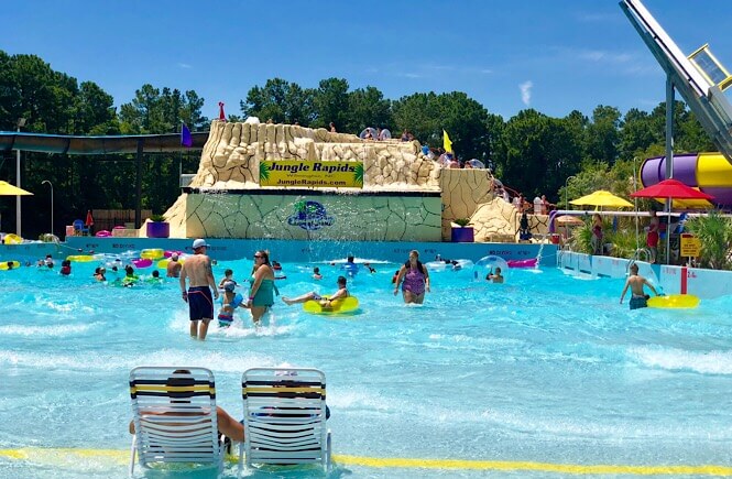 Jungle Rapids Family Fun Park review featured by top NC family travel blog, More Than Main Street: image of 
 Wave pool at Jungle Rapids.