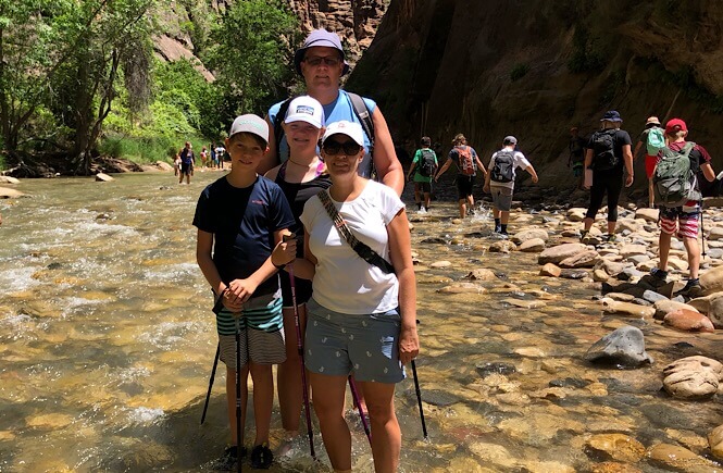 Hiking the Narrows in Zion National Park.