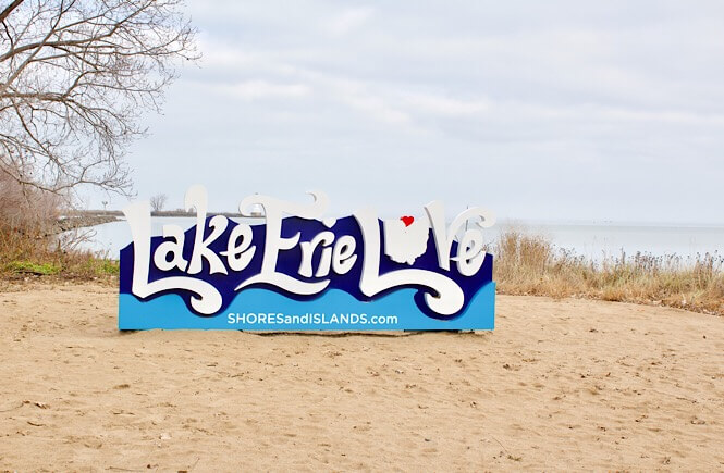 Top Things to Do in the Midwest: 4 Best Midwest Road Trip Ideas featured by top US family travel blog, More than Main Street: Lake Erie sign.