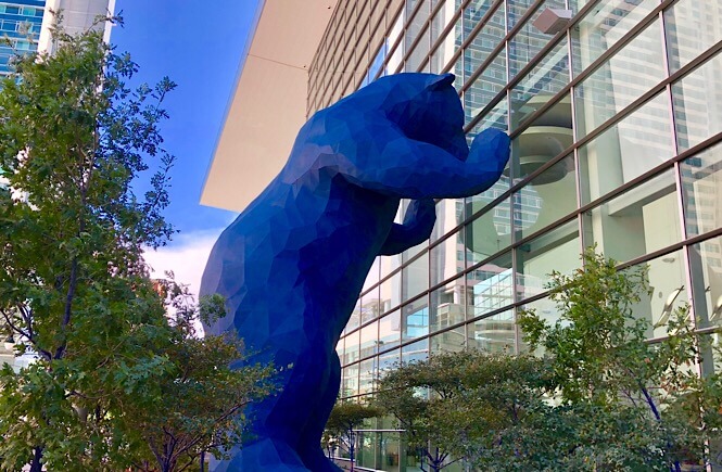 The Ultimate Denver Itinerary featured by top US family travel blog, More Than Main Street: big blue bear Denver convention center