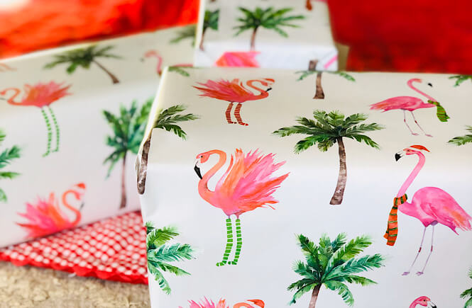 What To Get Someone Who Has Everything: 50+ Of The Best Experience Gift Ideas Ever as featured by top US life and style blog, More Than Main Street; flamingo wrapping paper