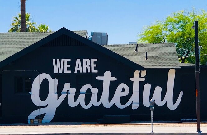we are grateful wall mural