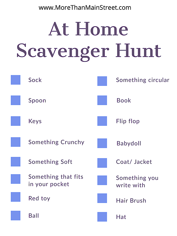 Top 10 Stay At Home Adventures for Your Family featured by top lifestyle and US travel blog, More than Main Street: scavenger hunt for kids.