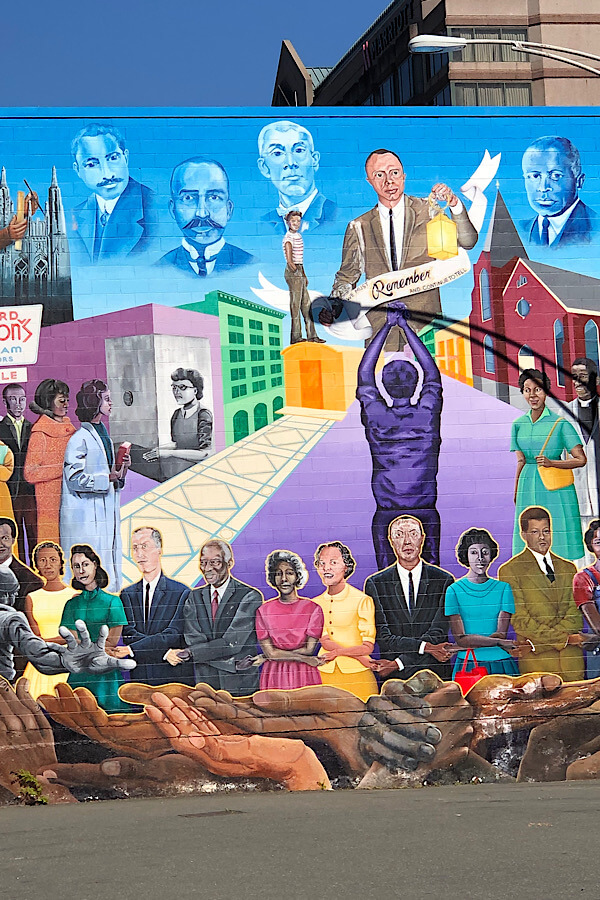 Must See Durham NC Wall Murals & Street Art featured by local NC travel blog, More than Main Street- Durham Civil Rights Mural.