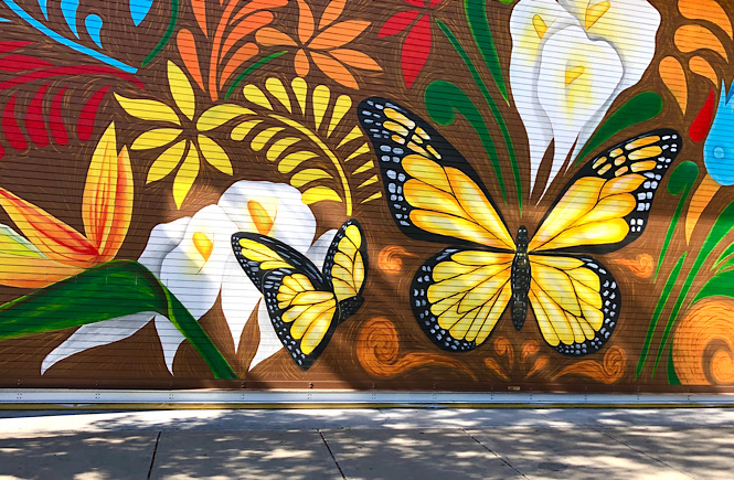 Must See Durham NC Wall Murals & Street Art featured by local NC travel blog, than Main Street- Butterfly wall mural.