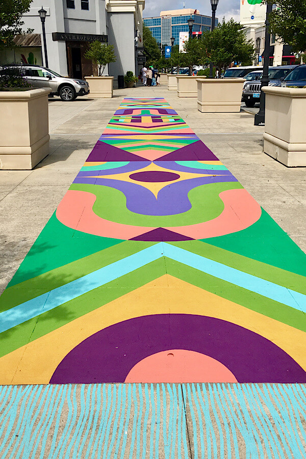 Amazing sidewalk art (street art) at North Hills shopping center in Raleigh, NC featured by top NC travel blog, More than Main Street.