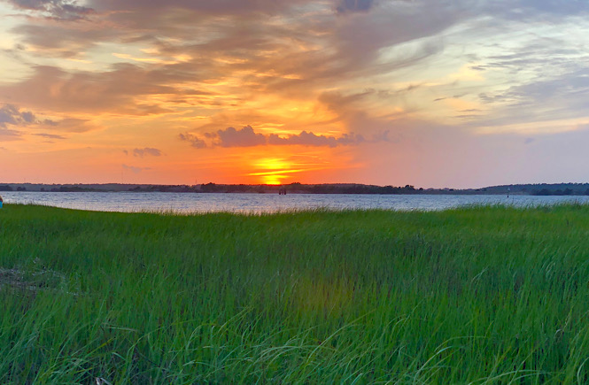 Sunset at Fort Fisher Historic Site in Kure Beach NC.