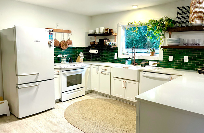 The kitchen at The Saturday House Airbnb in Nags Head NC.