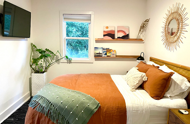 Master bedroom at the Saturday House in Nags Head Outer Banks.