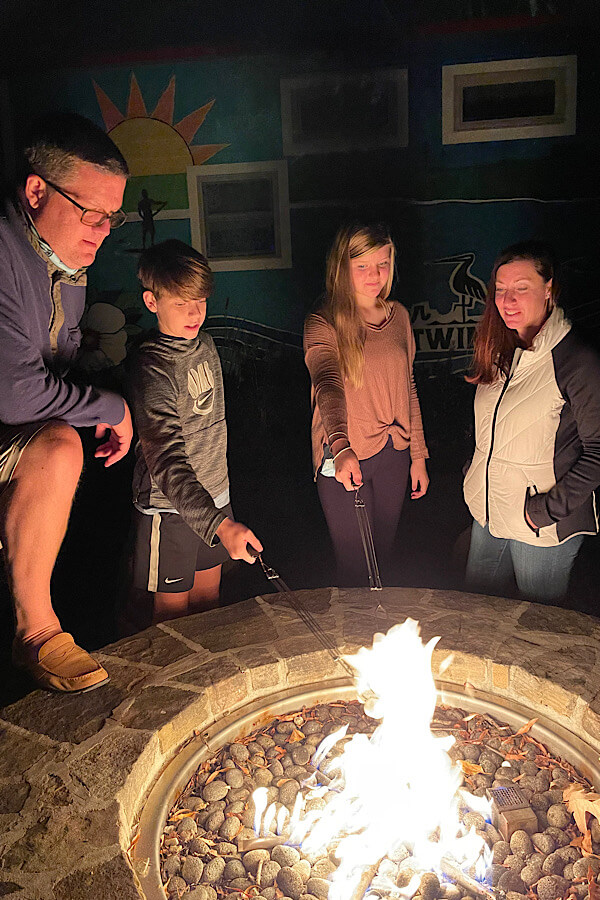 S'mores by the firepit was fun for the whole family at Rocky Mount Mills' River and Twine.