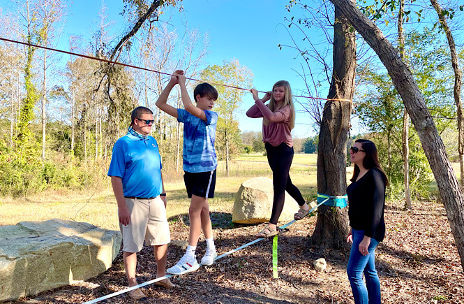 The slack line at River and Twine in Rocky Mount NC was fun for the whole family.