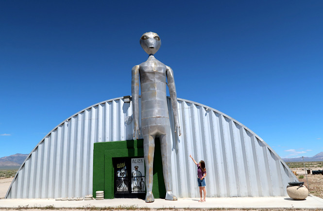 Road tripping on the Extraterrestrial Highway in Nevada- a fun alien road side attraction.