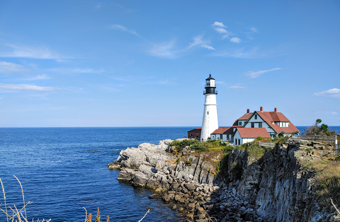 The gorgeous lighthouse on the rocky coast of Maine is a must see when visiting Maine.