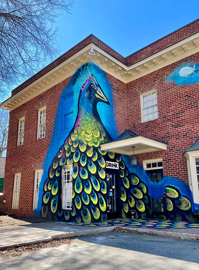 The Peacock mural in downtown Raleigh featured by NC blogger, More than Main Street.