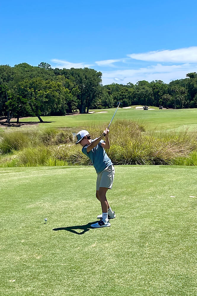 Playing golf on Bald Head Island Golf Club.