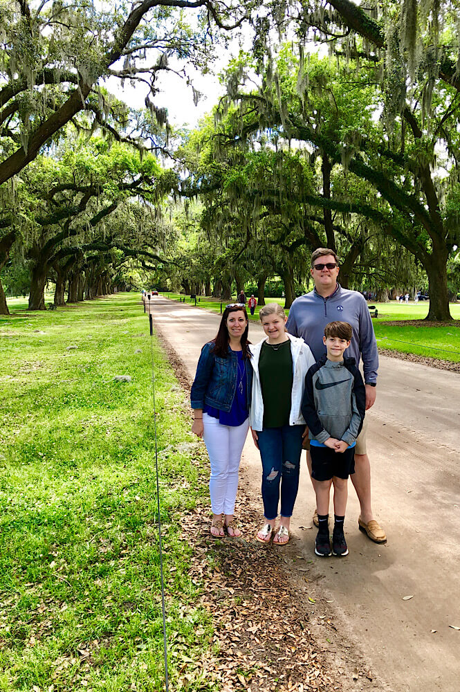 Family at Boone Hall Plantation in Charleston South Carolina featured by top USA family travel blog, More than Main Street.