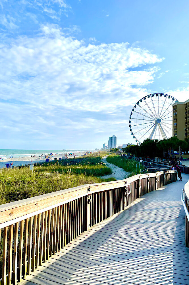 Myrtle Beach boardwalk and ferris wheel.