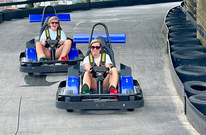 Mom and daughter in go karts in Myrtle Beach SC!