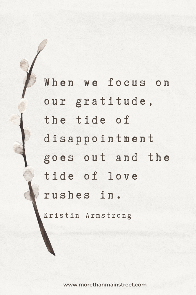 When we focus on our gratitude, the tide of disappointment goes out and the tide of love rushes in. Kristin Armstrong quote
