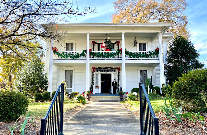 Historic Sharpe House in Statesville NC decorated for Christmas.