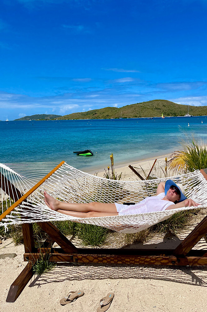 Girl in a hammock at the Bitter End Yacht Club in the BVI.