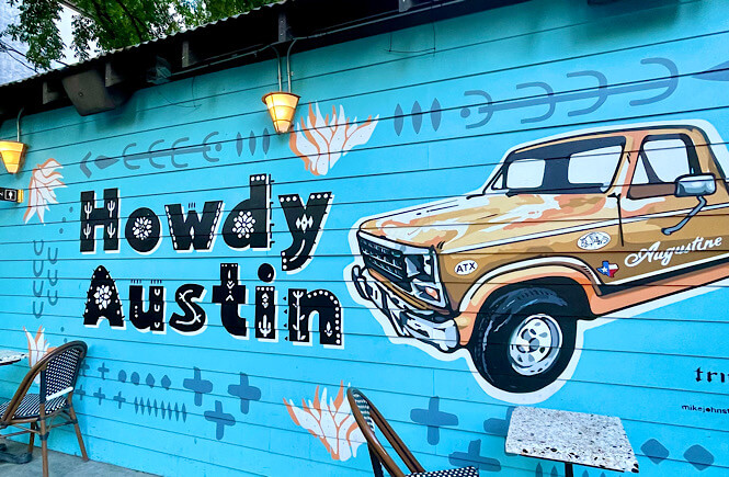 Howdy Austin wall mural on Rainey St