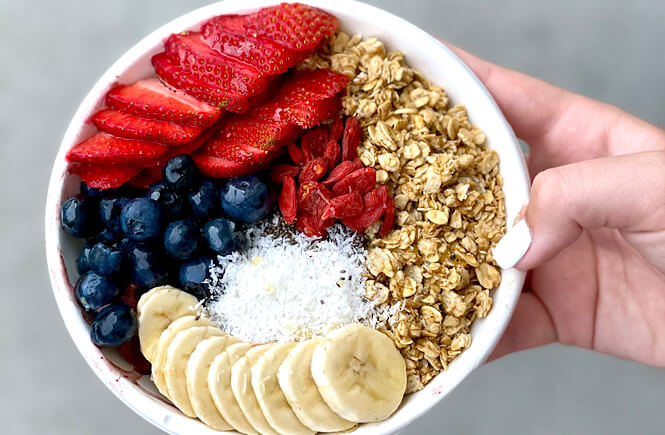 acai bowl from adapt kitchen on Wrightsville beach NC