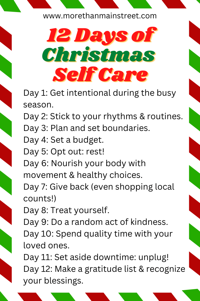 12 Days of Christmas self care printable