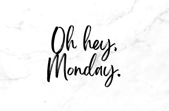 Oh Hey, Monday. Script font with white marble background.