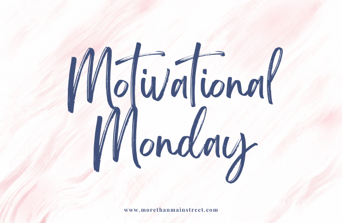 Motivational Monday written with pink marbled background