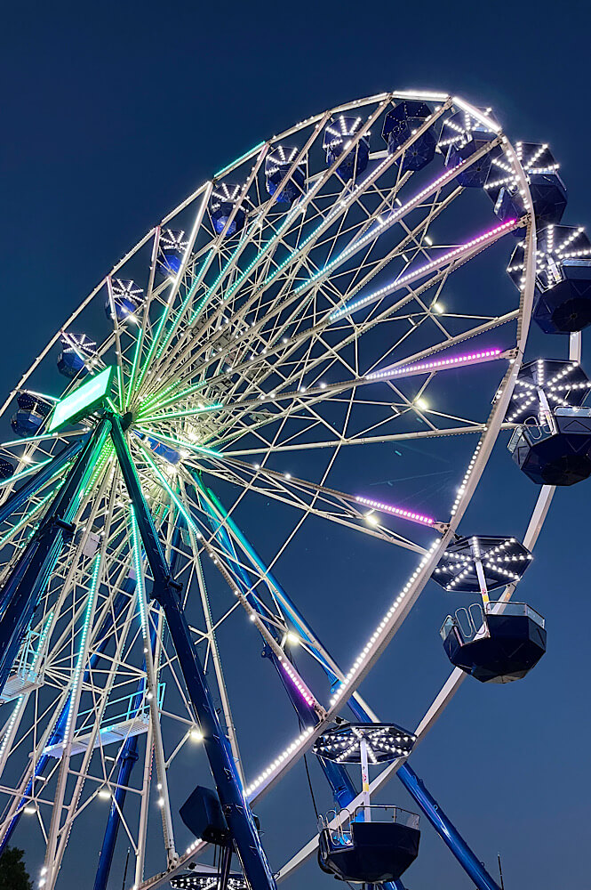 Ferris wheel at night at the NC State Fair