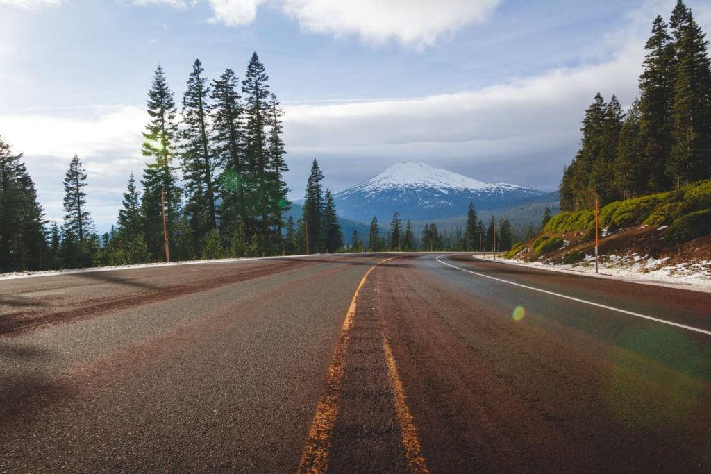 Road to Mount Bachelor in the Pacific Northwest