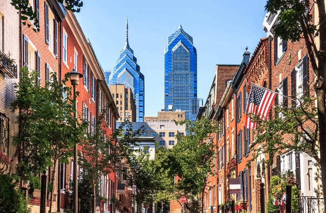 city streets on Philadelphia