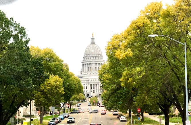 view of the capital in Madison Wisconsin- an easy and fun weekend trip from Chicago