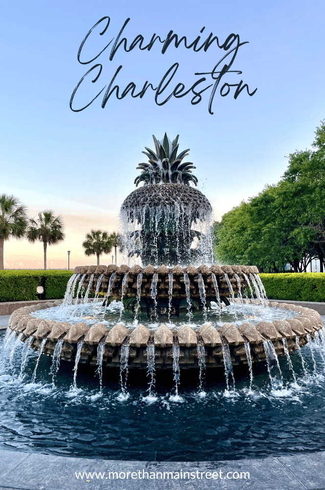 Charming Charleston- photo of the pineapple fountain at sunset