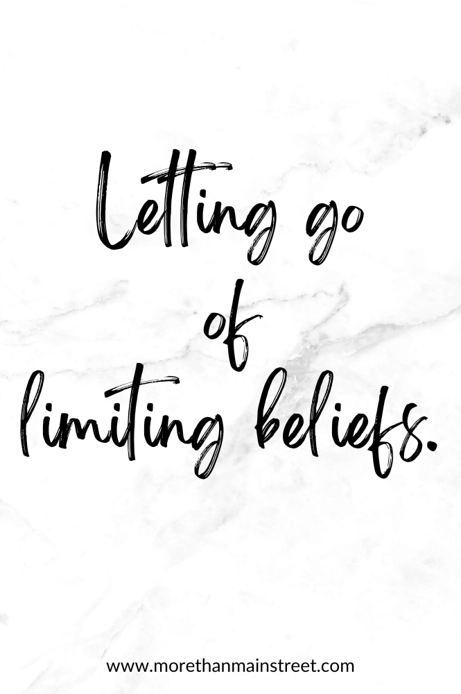 Daily positive affirmations about self care that reads "letting go of limiting beliefs."