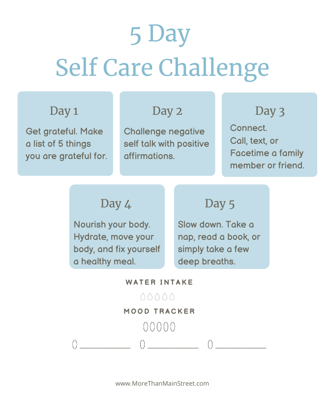 5 Day Self Care Challenge Printable PDF