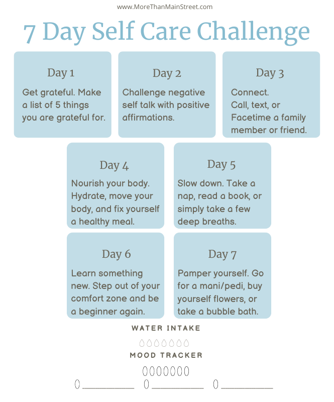 7 Day Self Care Challenge Printable PDF