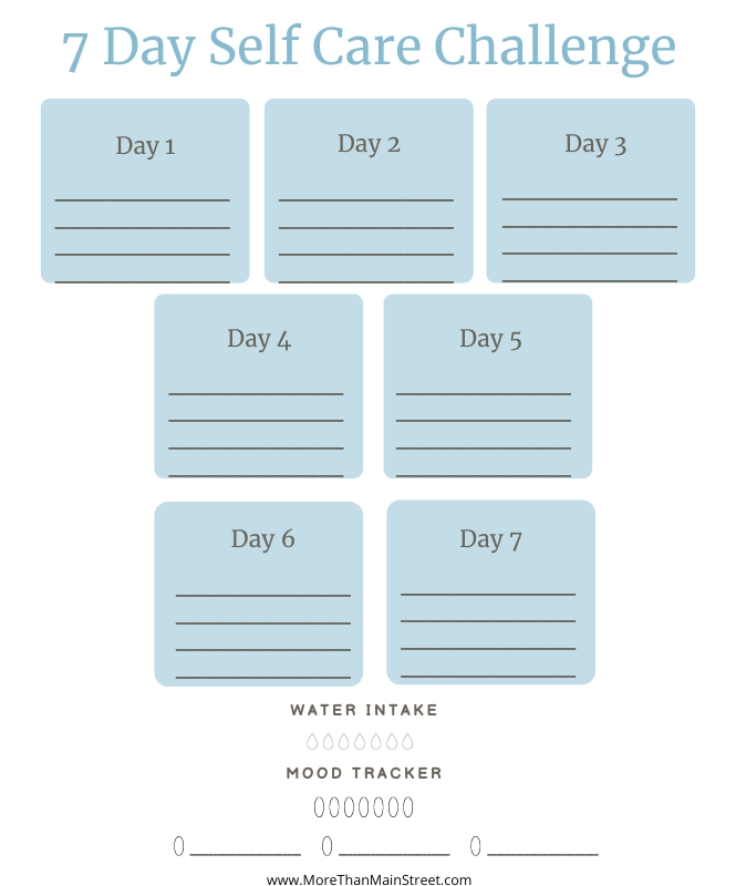 Self Care Challenge Template Printable PDF