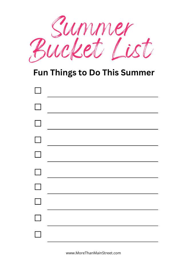 Free bucket list template PDF
