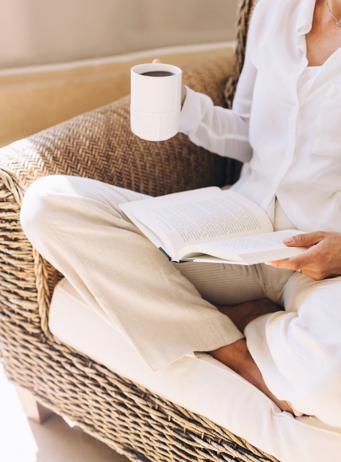 coffee and a book to slow down and stop the scroll!